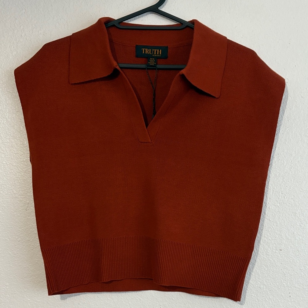Terracotta Knit Boxy Cropped Vest